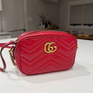 Gucci Matelasse Mini GG Marmont Chain Shoulder Bag